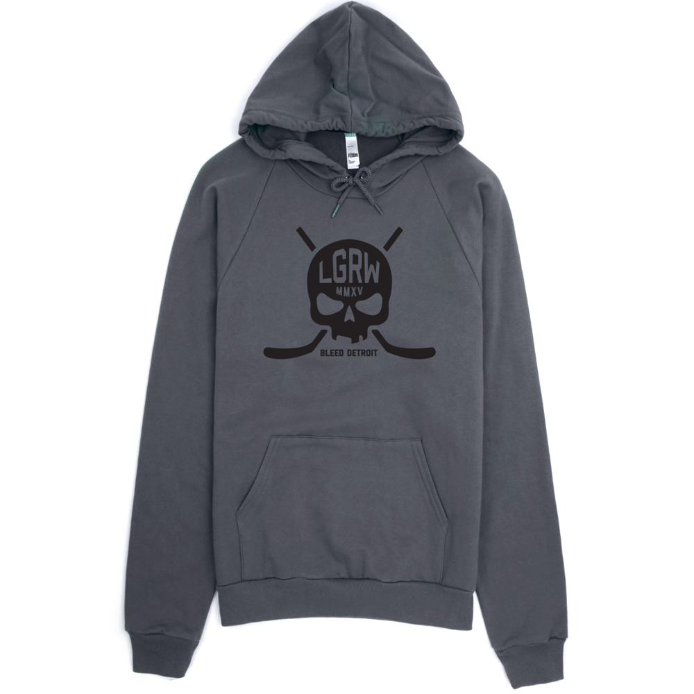 Detroit Hockey Skull Hooded Sweatshirt